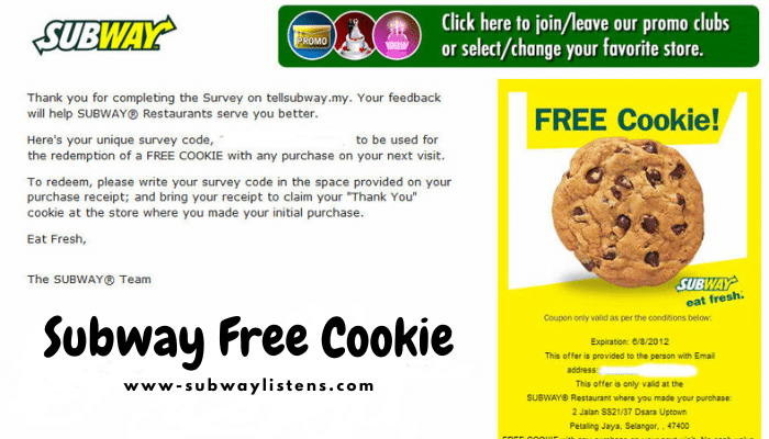 Subway Free Cookie Survey